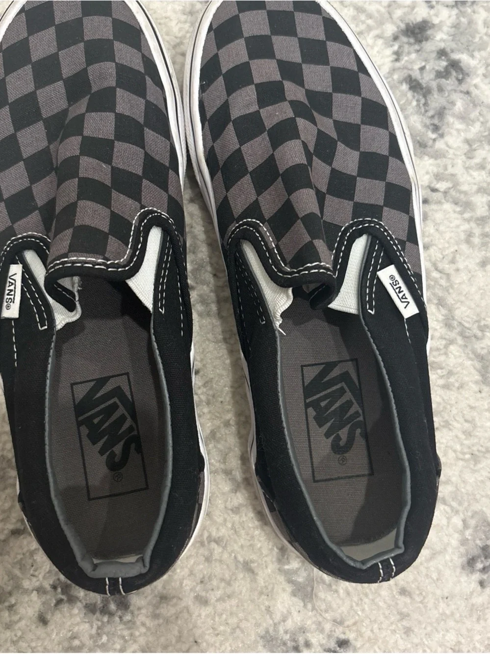 Vans Black and Gray Checkerboard Classic Slip-On Loafers